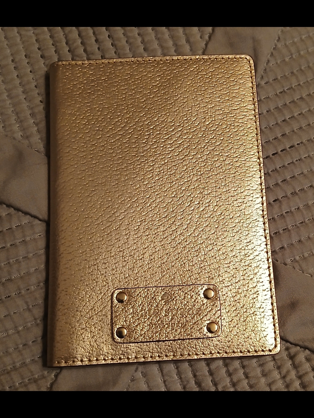kate spade metallic gold passport wallet with blush lining